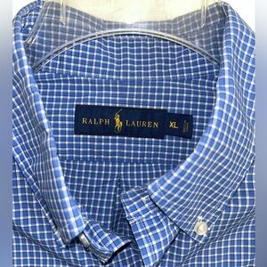 EUC Ralph Lauren Blue Check Button-Down Shirt - XL